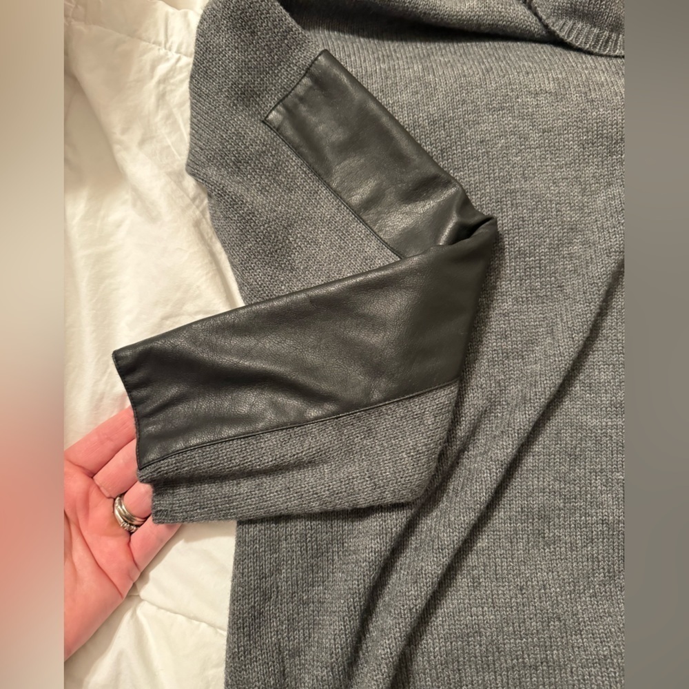 BCBGMaxAzria Sweater with Faux Leather Arm Patches - Picture 3 of 9